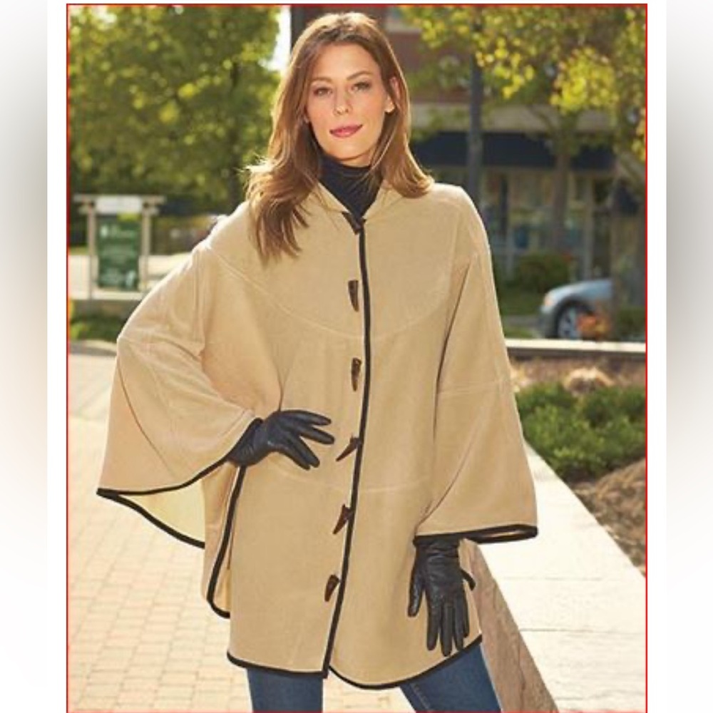 Women's Fall Winter Hooded Shawl Cape Loose Ponchos Capes Tan Beige Cloak
